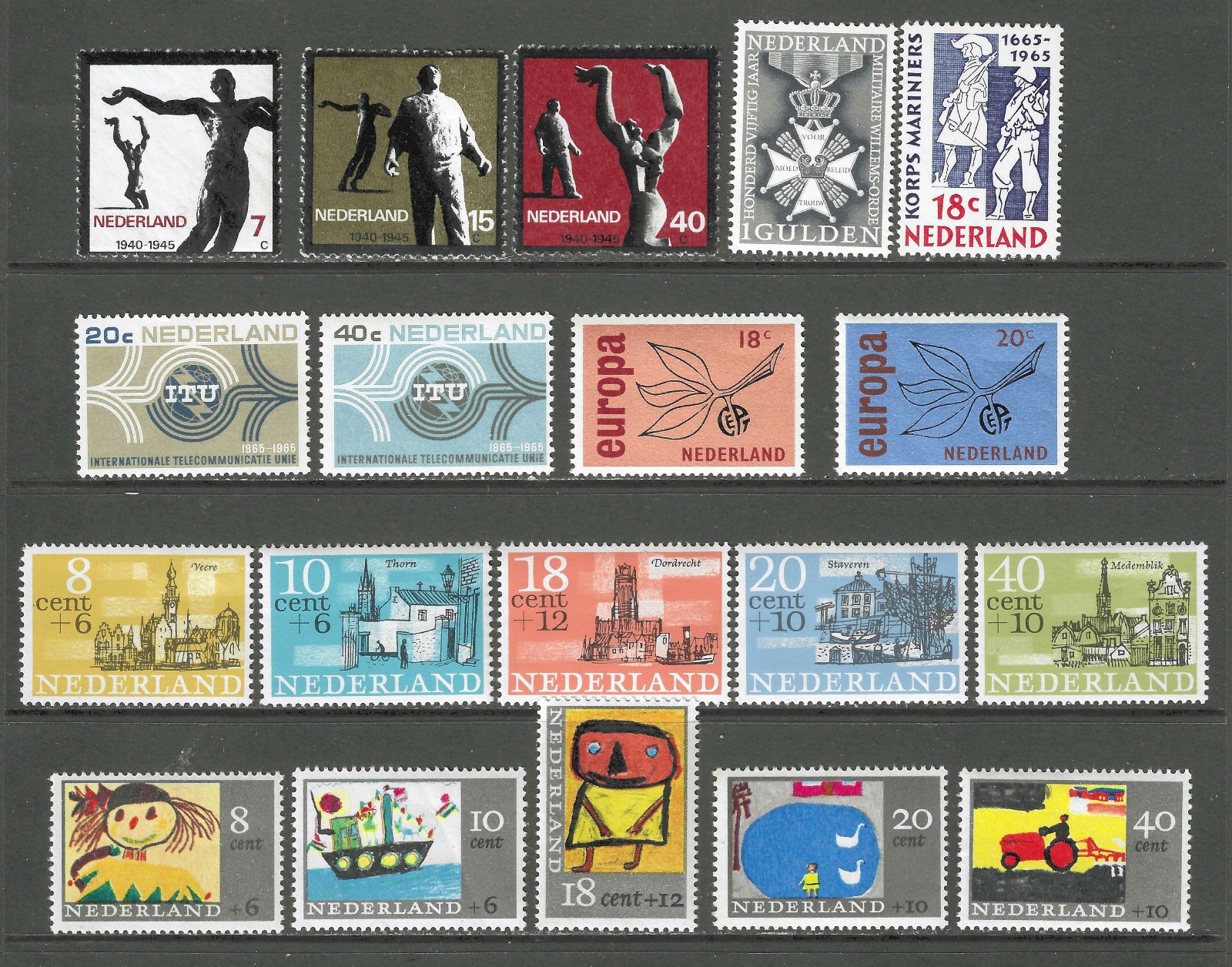 Netherlands 1965 MNH PO Fresh Year Set (see below for cat #s)! ('25 SCV $7.85)