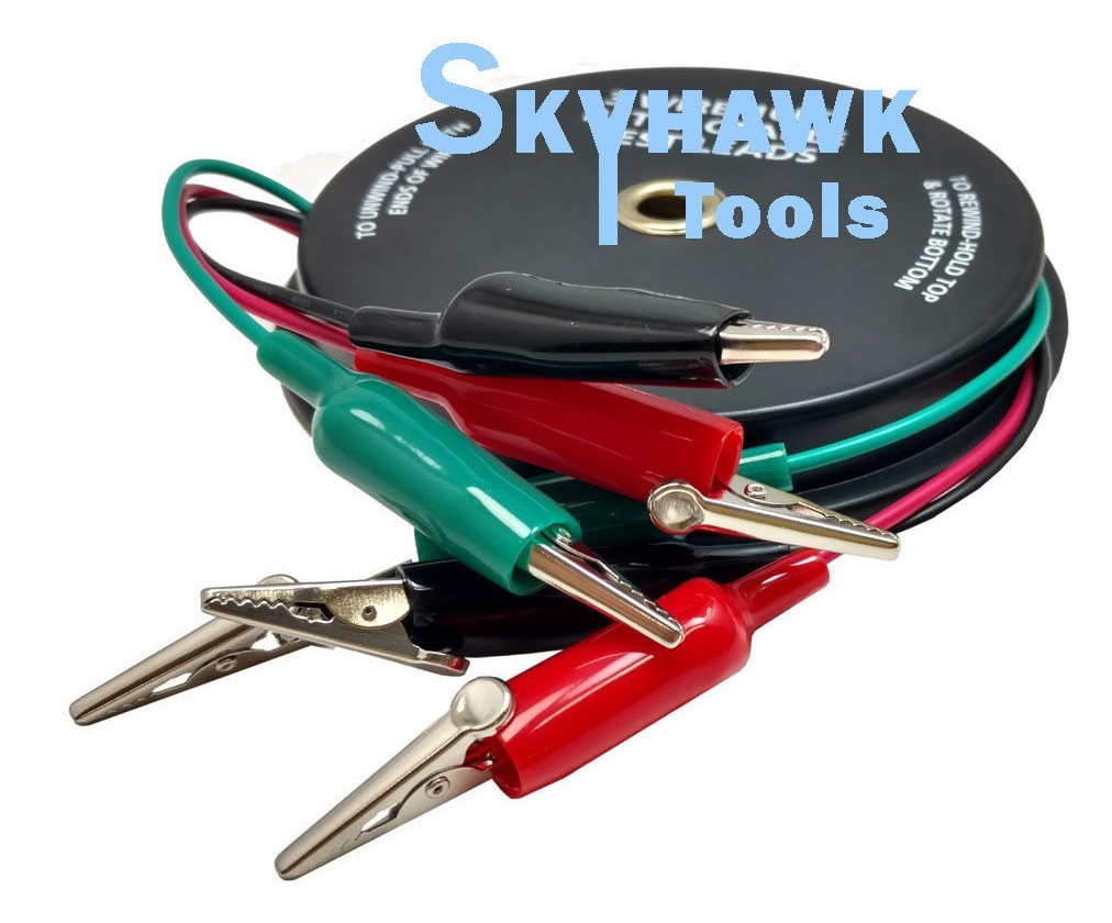 3 Wire 18 Gauge 10 Ft Retractable Test Leads Probes in Reel with Alligator Clips
