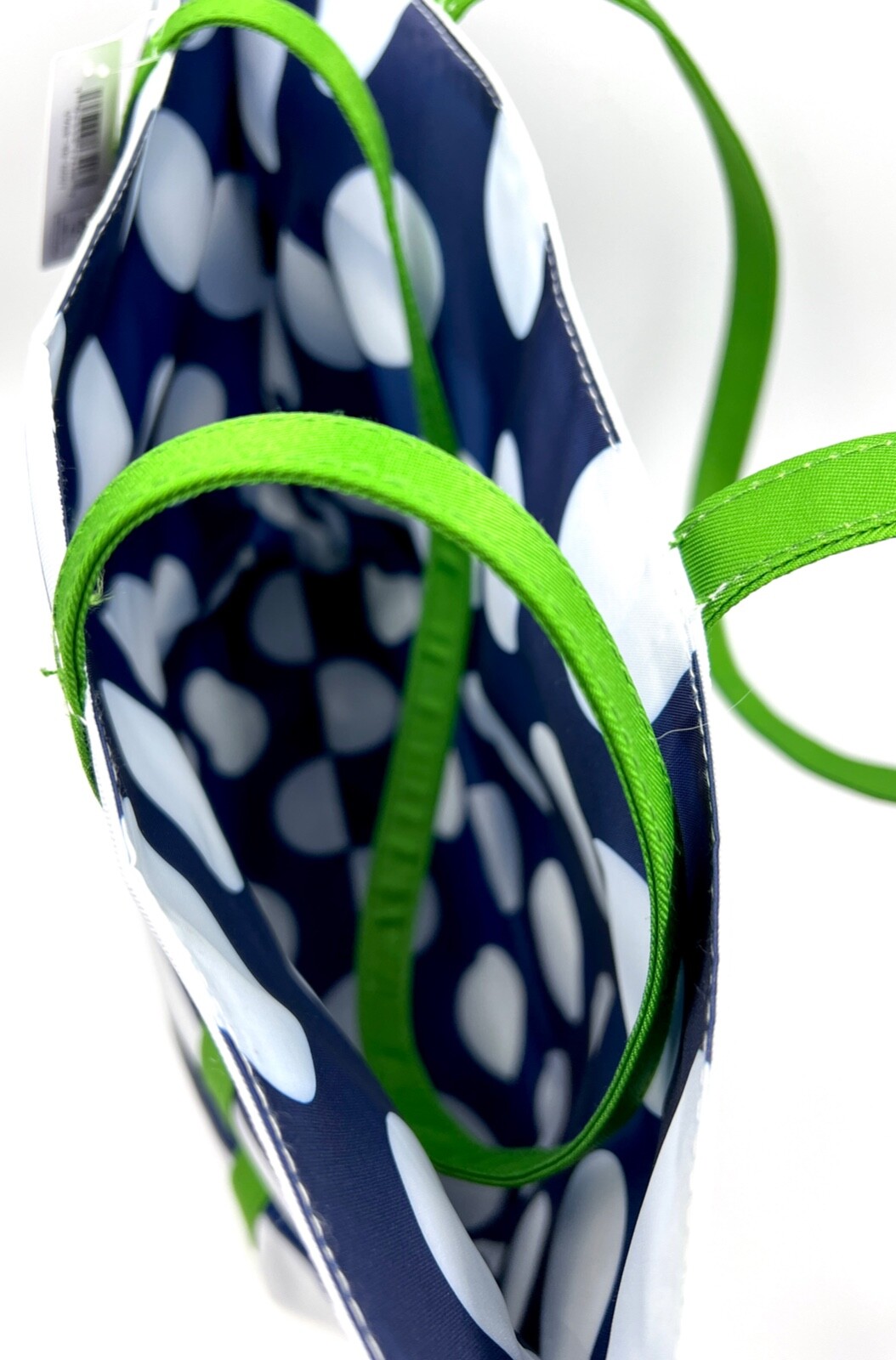 Clinique x Kate Spade Shopping Shoulder Tote Bag~Navy White Stripe~ Green Strip