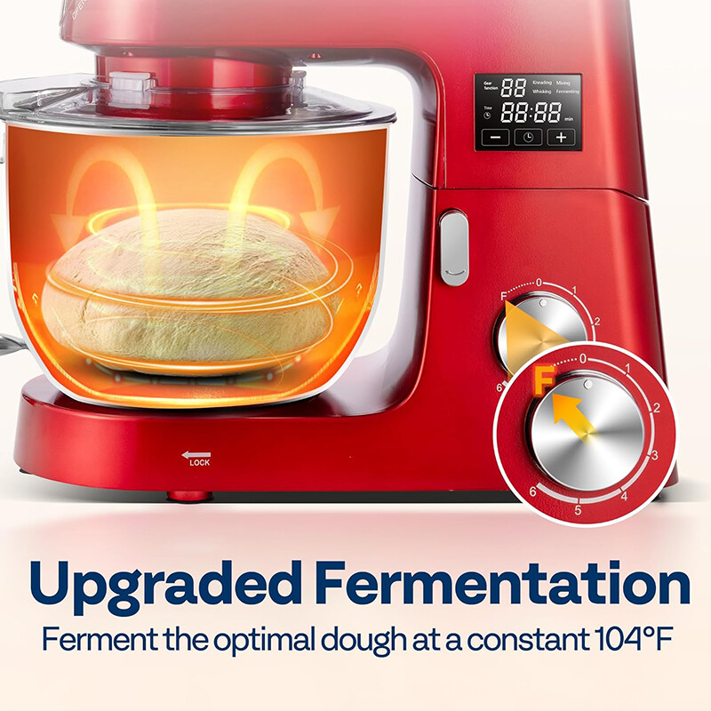 Stand Mixer 6Speed 7.5Qt 9-in-1 w/ Fermentation Timer Meat Grinder Juicer Slicer