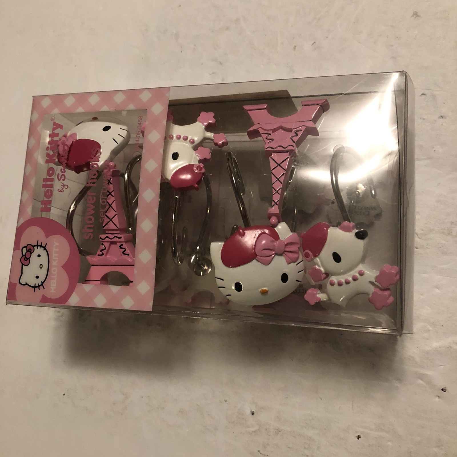 Sanrio Hello Kitty Bonjour Paris Eiffel Tower Poodles Shower Curtain Hooks @C