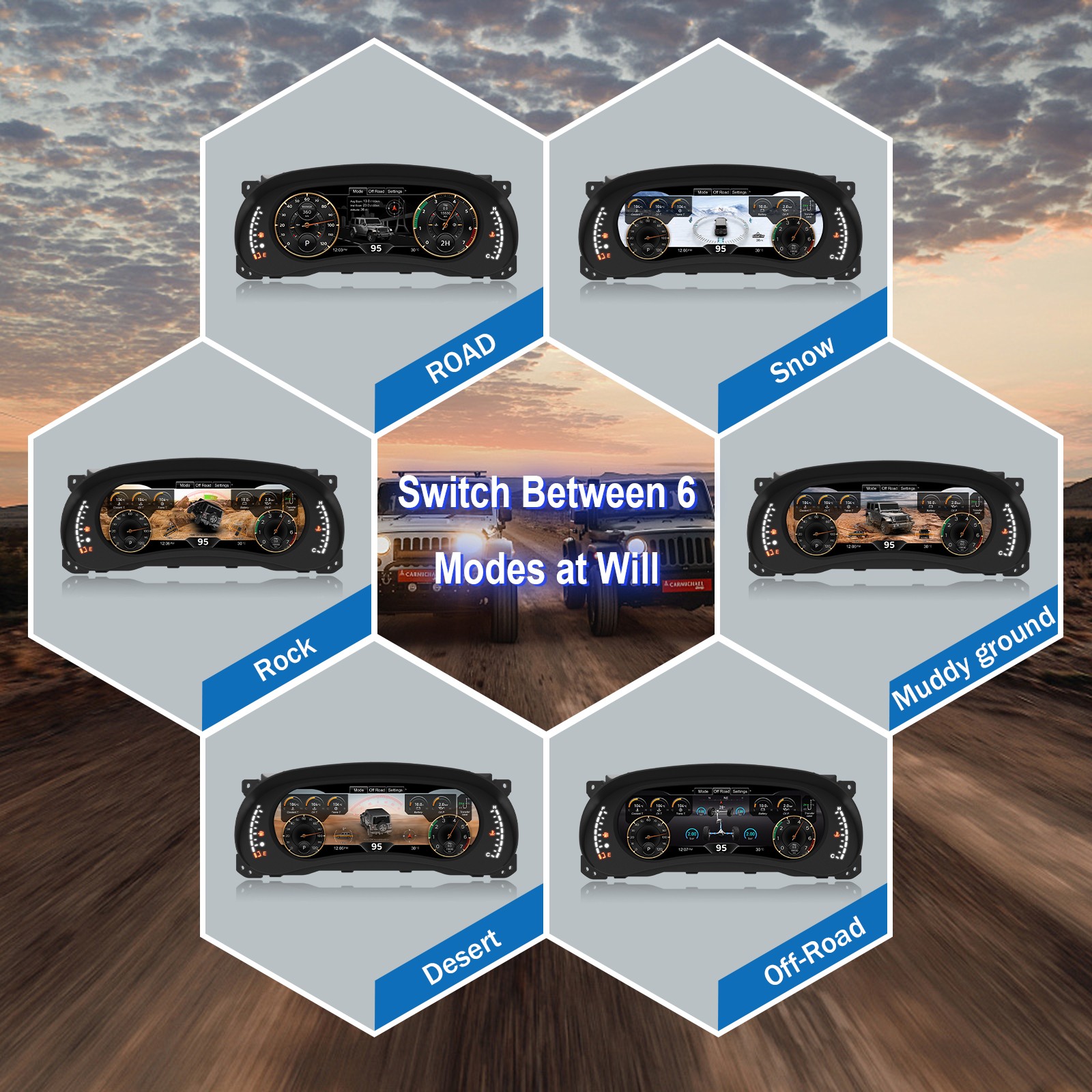 12.3inch LCD Digital Instrument Cluster Display for Jeep Wrangler JK 2011-2017