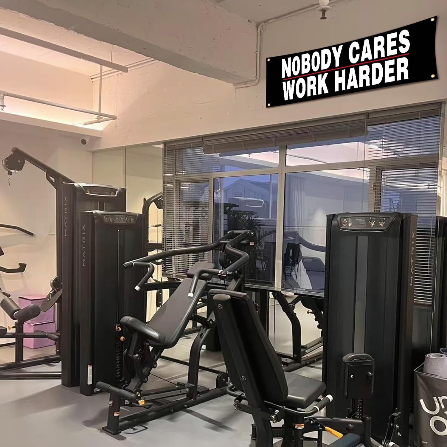 Motivational Gym Banner - "Work Harder" Fitness Wall Art for Home & Office