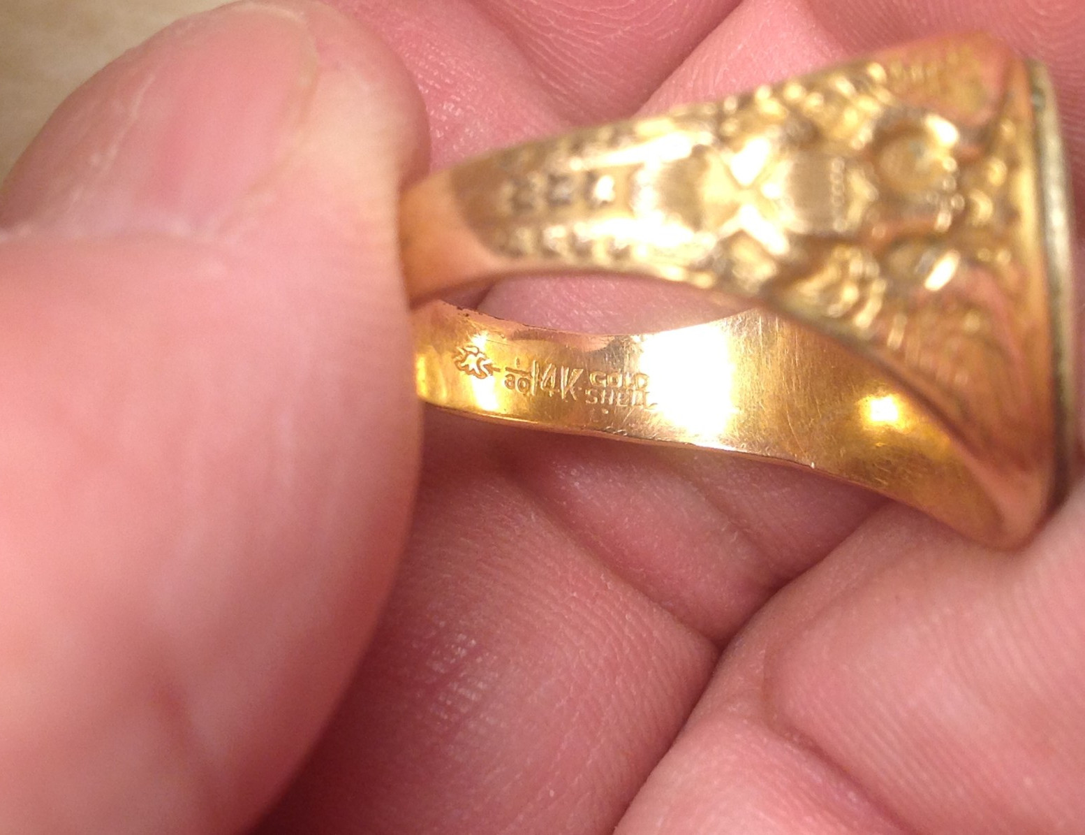 1920s US Citizens Military Training Camps RGP 14K Gold Shell Men's Ring SZ 10.25