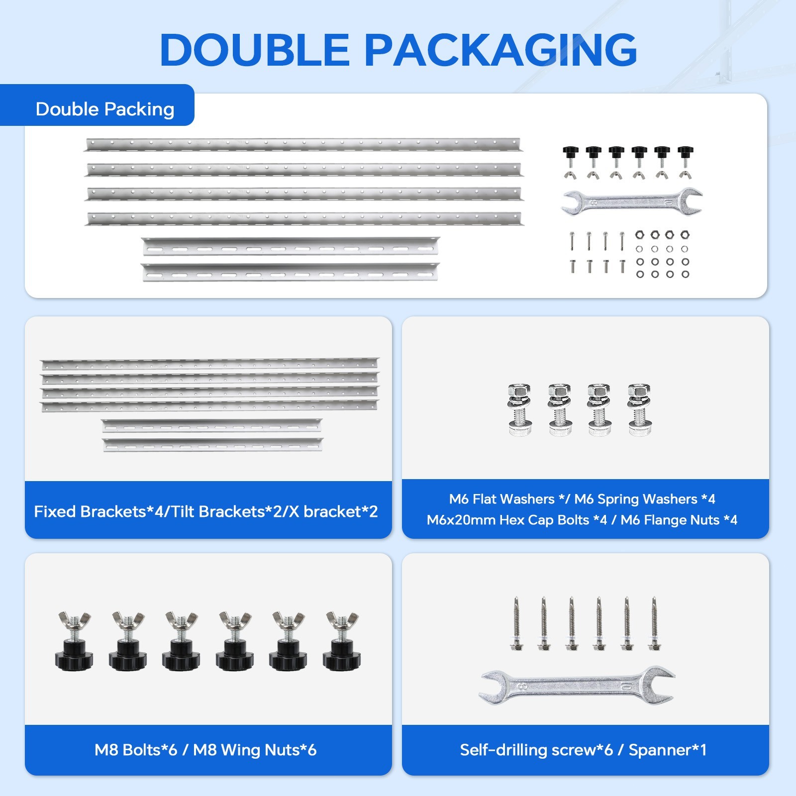 45 inch 0 - 90°Adjustable Solar Panel Mounting Brackets Kit (1/2/4Set) RV System