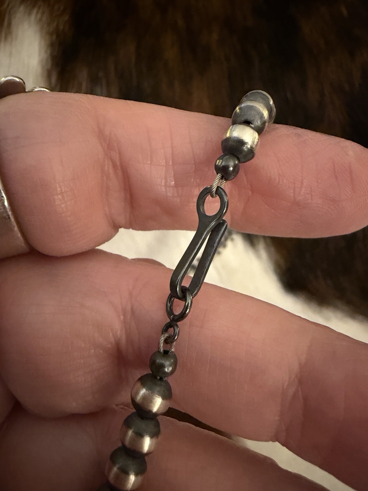 16” 5mm Navajo Desert Pearls / Beads Sterling Silver Necklace USA Unisex 12.1 Gm