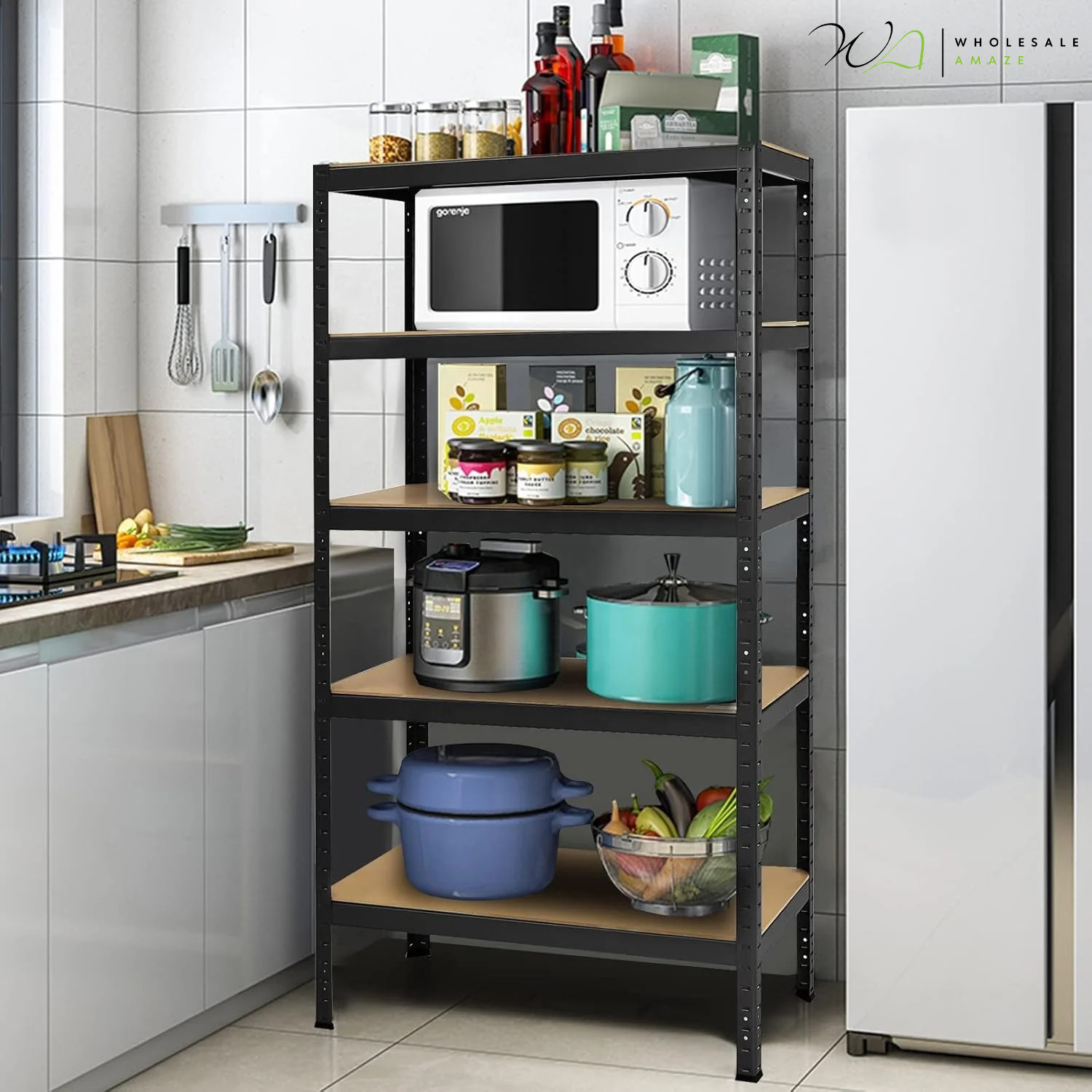 5 Tier Heavy Duty Steel Racking Shelf, Adjustable Garage Storage Unit