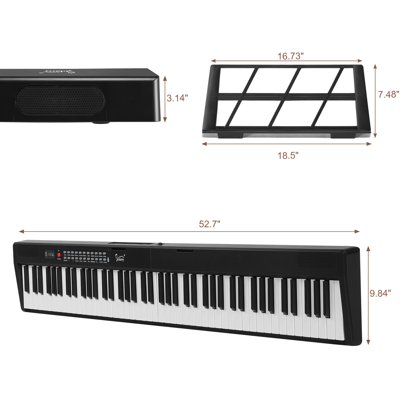 Glarry 88 Keys Folding Keyboard Piano Portable Piano Bluetooth With Stand,Bag