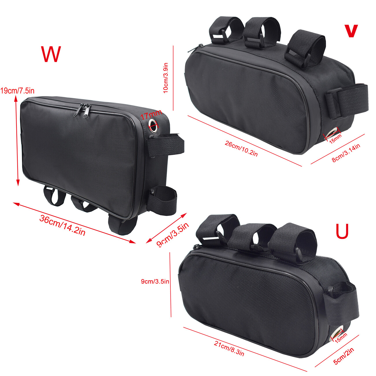 23 size Bicycle Bike Tube Frame Pack Bag Case Battery front Storage MTB Ebike