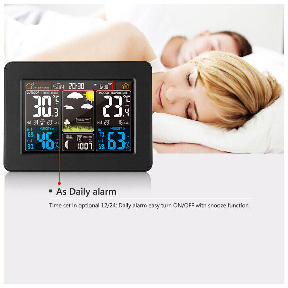 Digital LCD Indoor Outdoor Wireless Weather Station Clock Calendar Thermometer