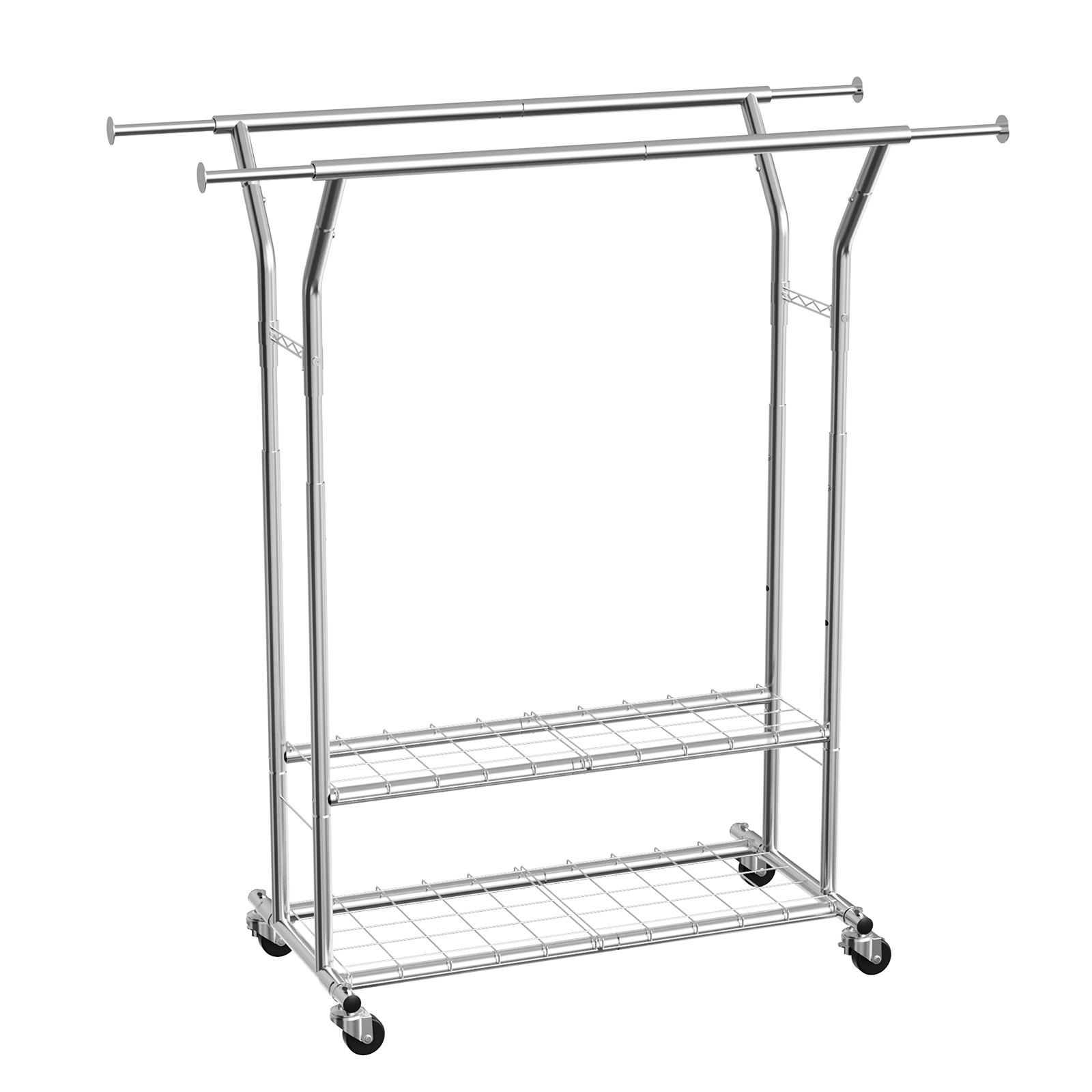 Uimoso Rolling Clothes Rack Garment Rack with Wheels & Storage Adjustable Height