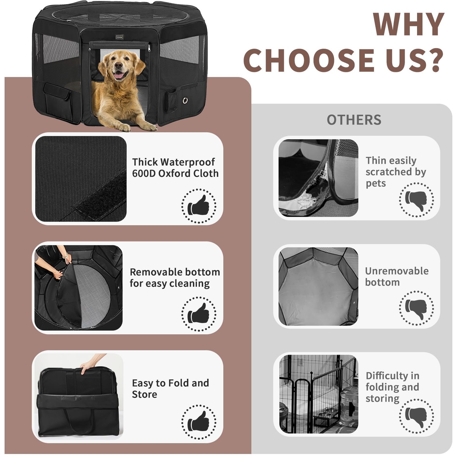 Dog Playpen Portable Pet Play Pens for Small Dog/Cat/Rabbit/Chicks, Cat Playp...