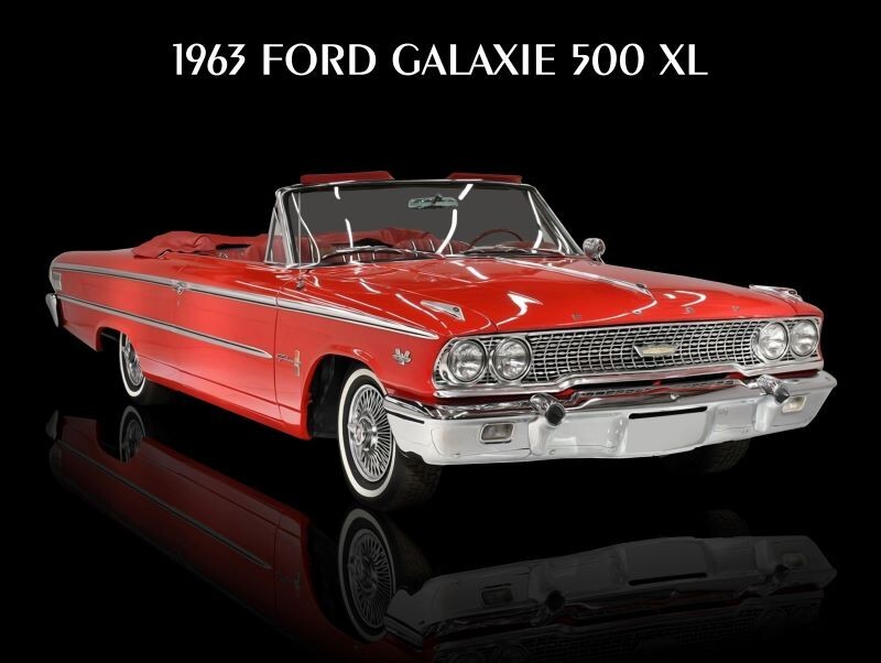 1963 Ford Galaxie 500 XL Convertible METAL SIGN: Pristine Restoration in Red