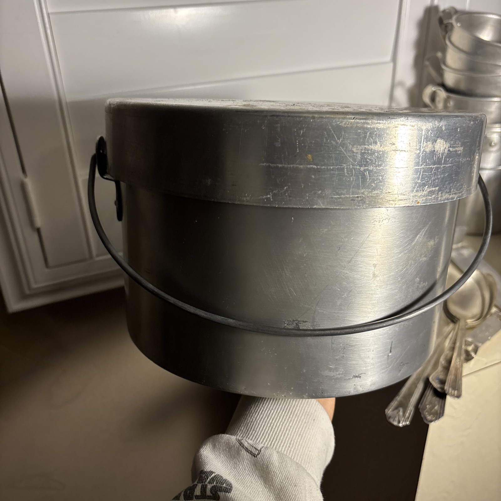 Vintage Aluminum Nesting Camping Mess Set Cooking Pots Plates Cups Set 4 Japan