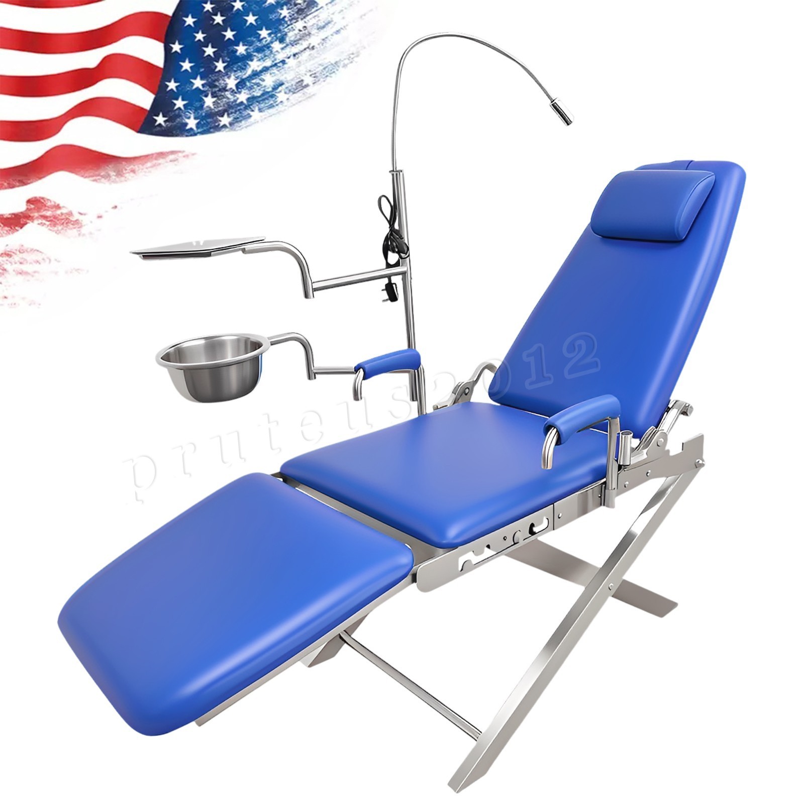 Portable Dental Chair Mobile Simple Folding Chair + Rechargeable LED Light Tray