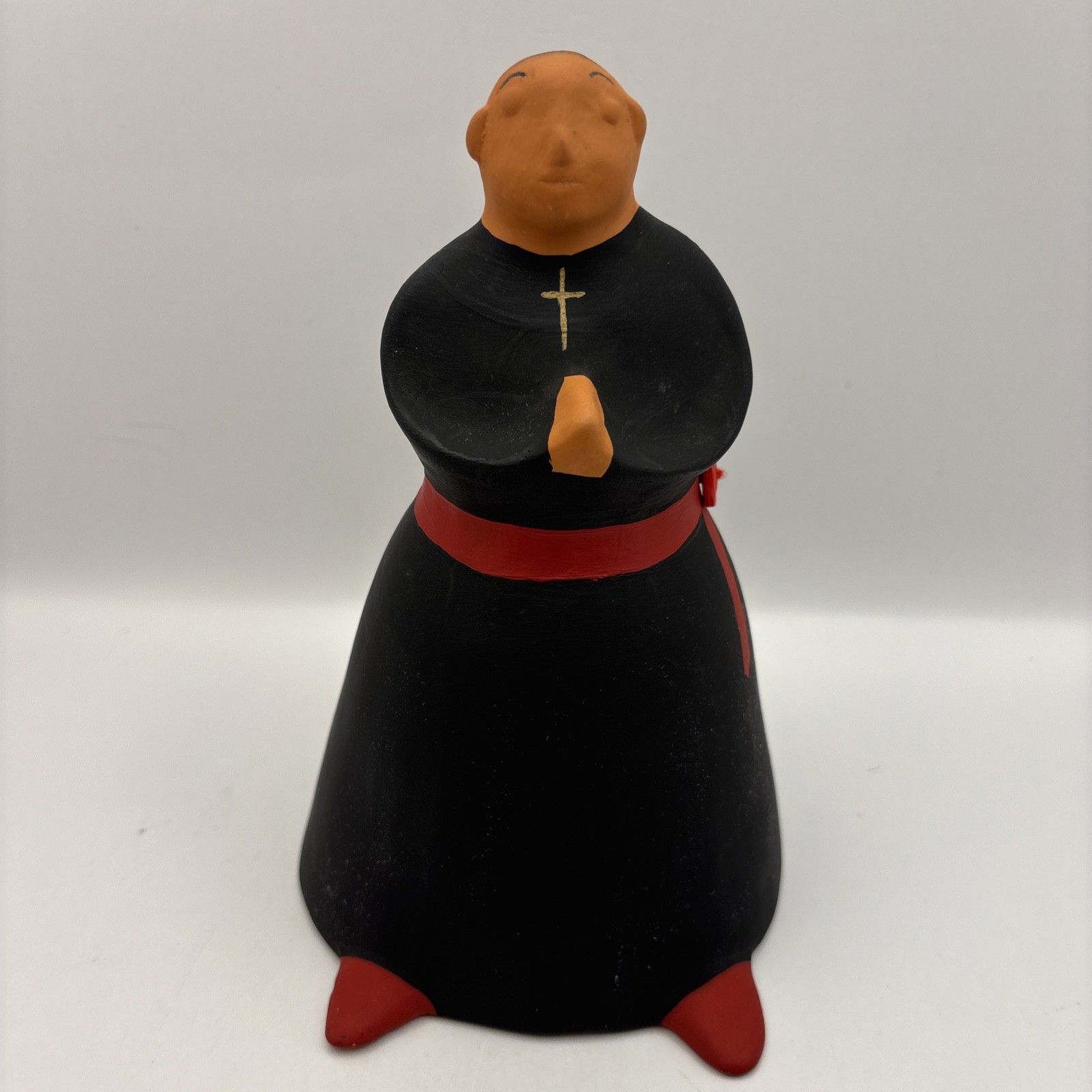 Southwest Clay Pottery Praying Monk Figure Bell