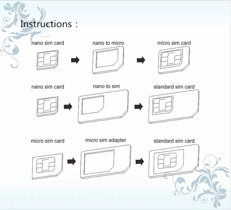 New Nano SIM Card to Micro Standard Adapter Adaptor Converter Set 4 in 1 US