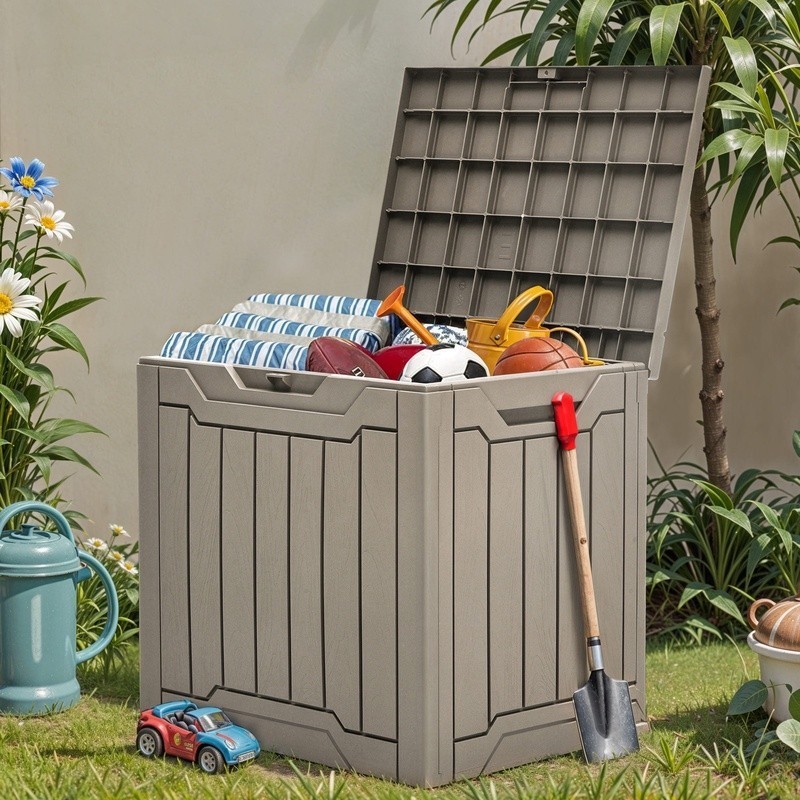 Waterproof Resin Outdoor Storage Box Lockable Easy Assembly Organizer Deck Box