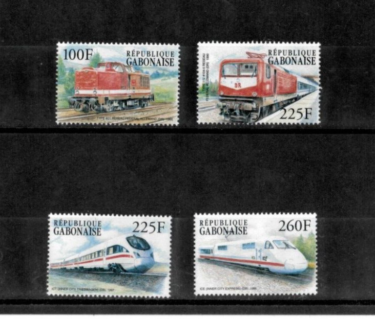 Gabon 2001 - Trains - Set of 4 Stamps - Scott #1024-27 - MNH