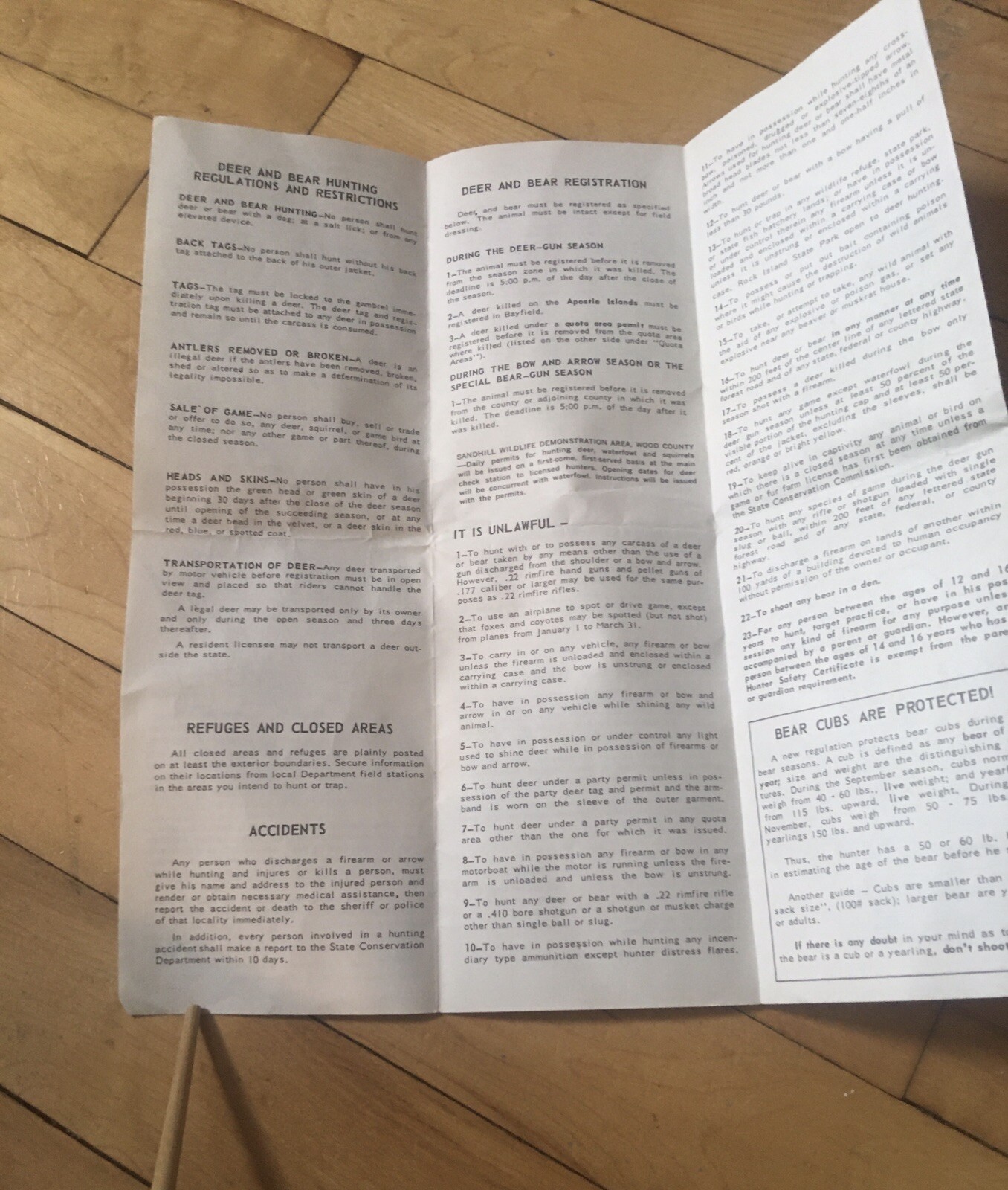 1966 Wisconsin Conservation Big Game Hunting License Regulation Booklet Deer