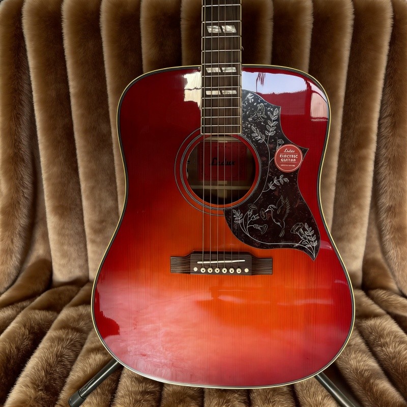 41' acoustic electric guitar hummingbird built-in pickups cherry burst bone nut