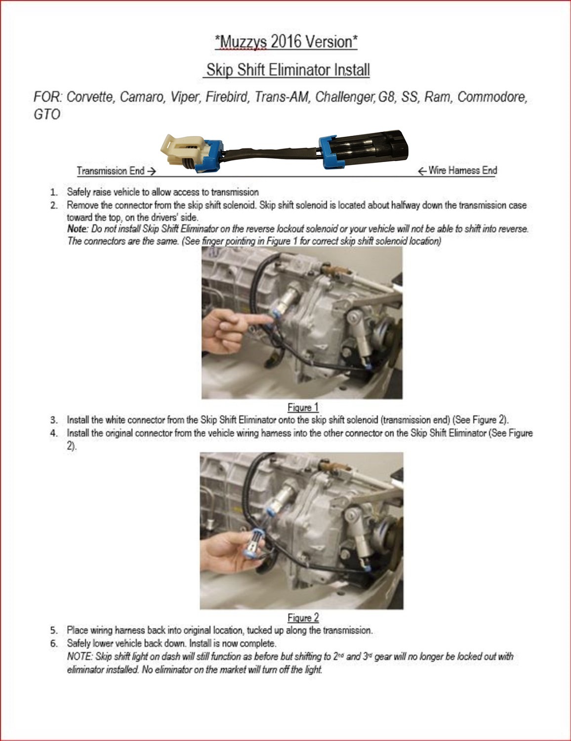 93-24 Camaro 97-19 C5 C6 C7 Corvette CAGS Skip Shift Eliminator Bypass Kit