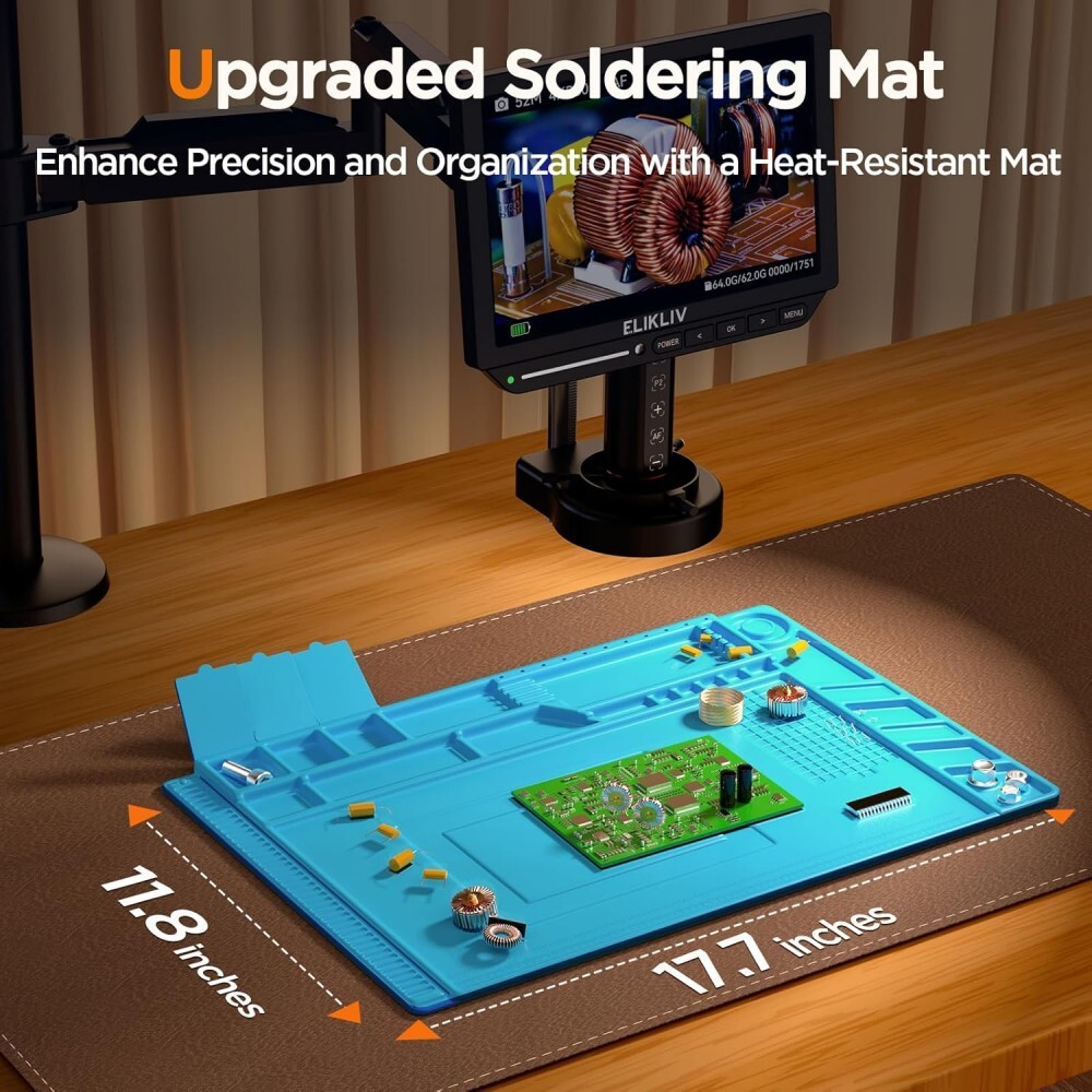 Elikliv Autofocus 4K HDMI Digital Microscope Flex Arm Soldering Microscope Adult