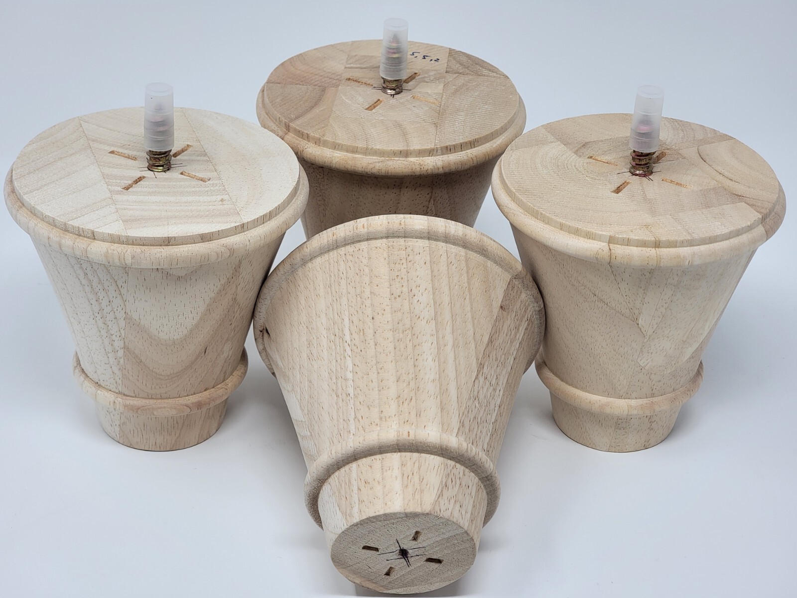 Unfinished Bun Feet Sofa Furniture 5 Inch Set of 4 Maple Wood Bun Feet Tapered