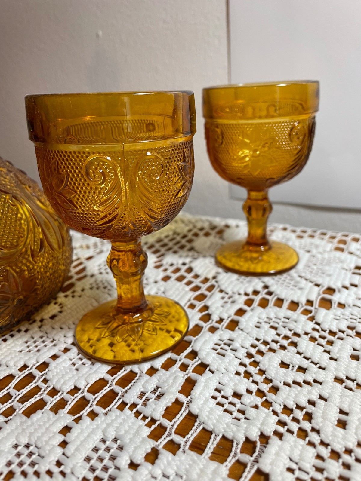 Indiana Tiara Amber Decanter & 4 Glasses