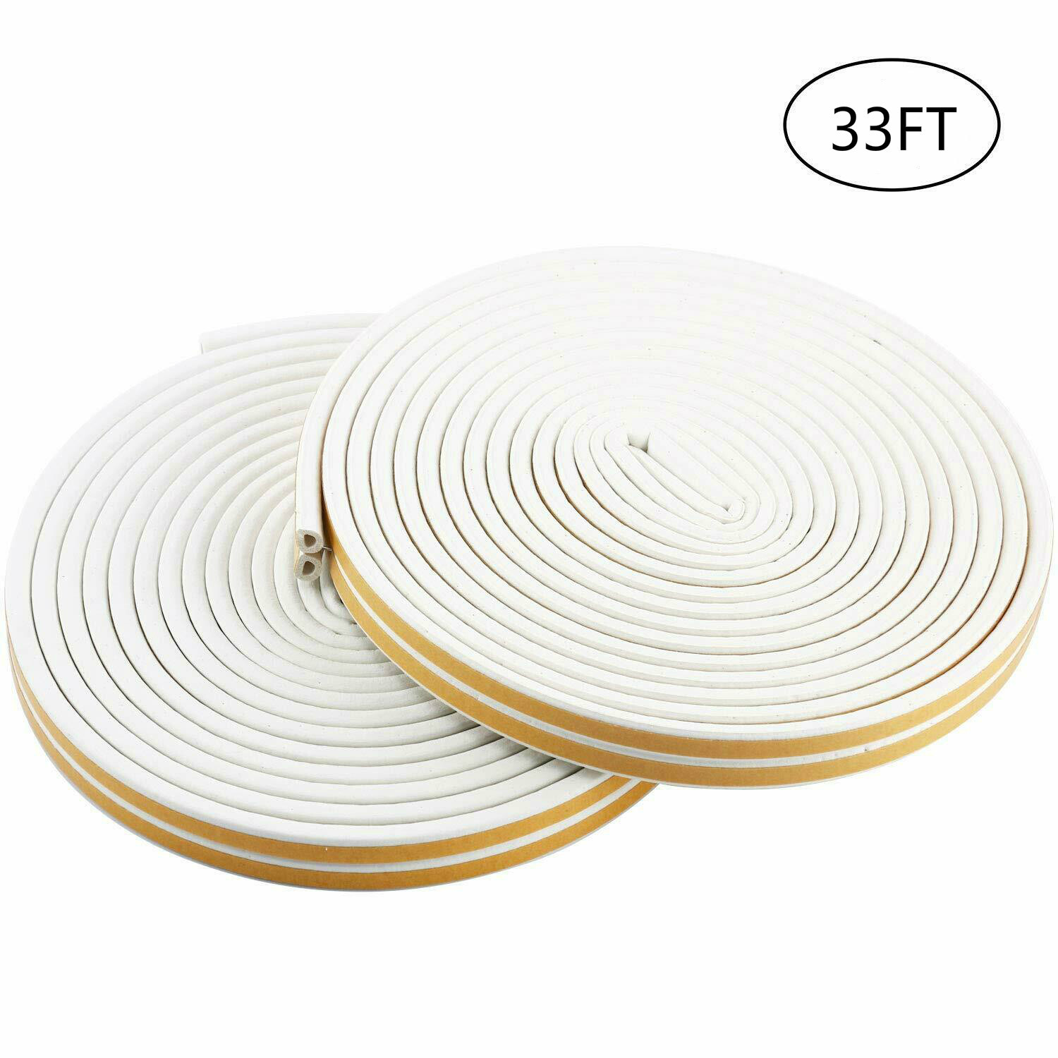 33ft Soundproof Weather Stripping Door Kit Self-Adhesive Rubber Door Seal Strip