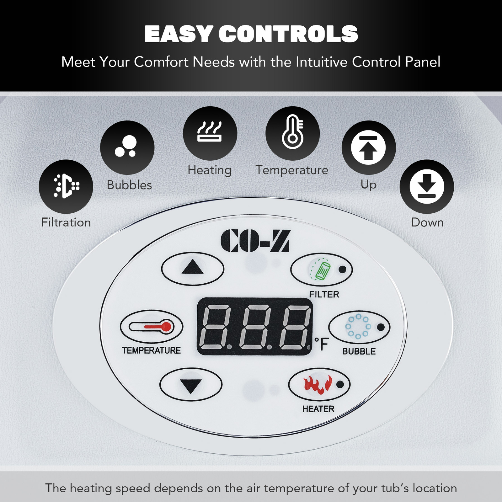 CO-Z Inflatable Spa Tub 6.8x6.8x2 ft. for 6 Person Portable w. Pump, Jet, Cover
