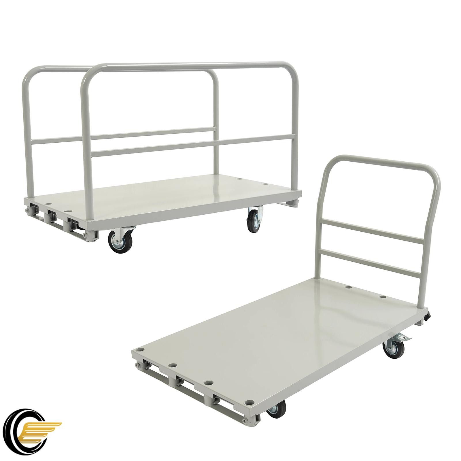 2-in-1 Steel Panel Dolly Drywall Cart 2200lbs Platform Truck Cart with 4 Casters