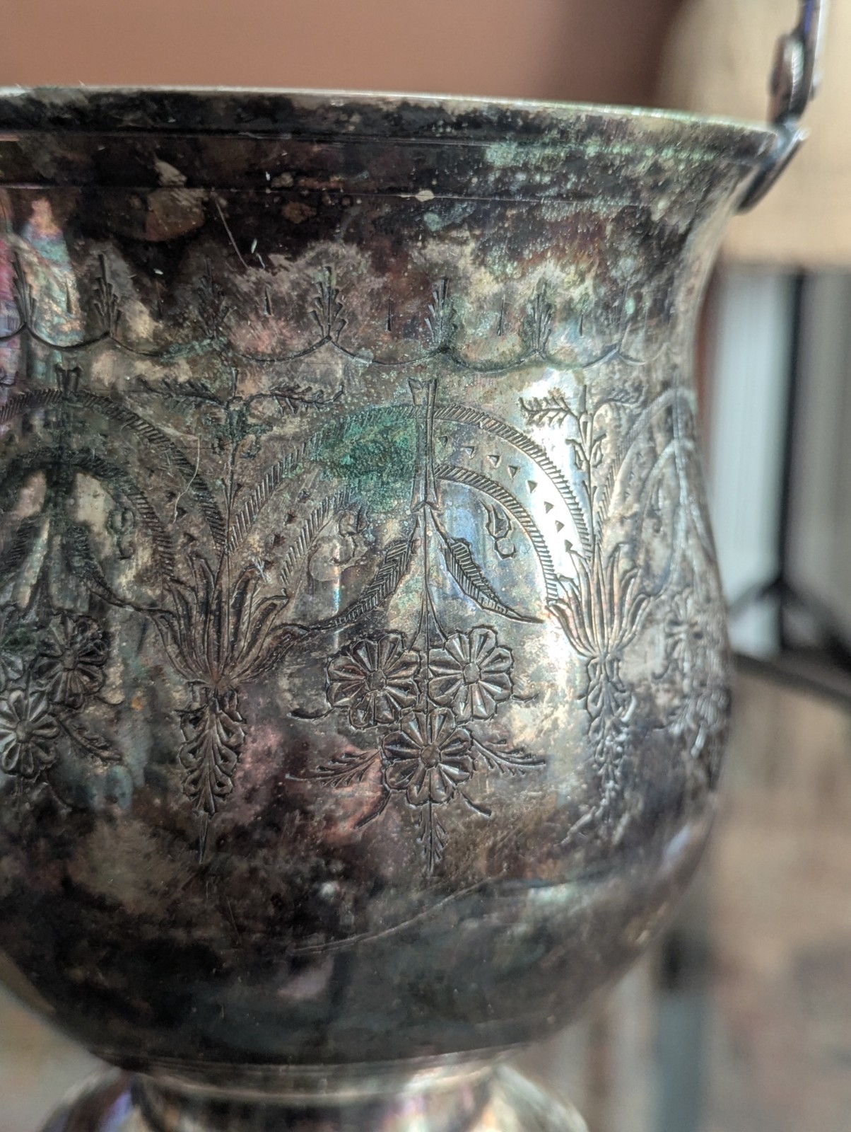 Antique Meriden Britannia Silverplate Buscuit Bucket India Pattern Victorian EPN