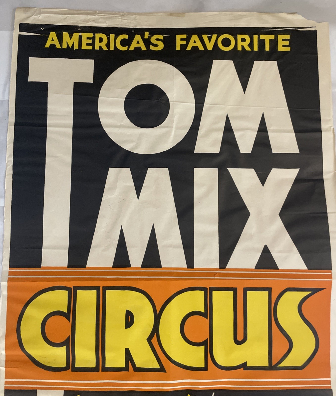 Vintage 35.5x21 Inch Tom Mix Circus Poster “Tony” The Wonder Horse Knoxville Ten