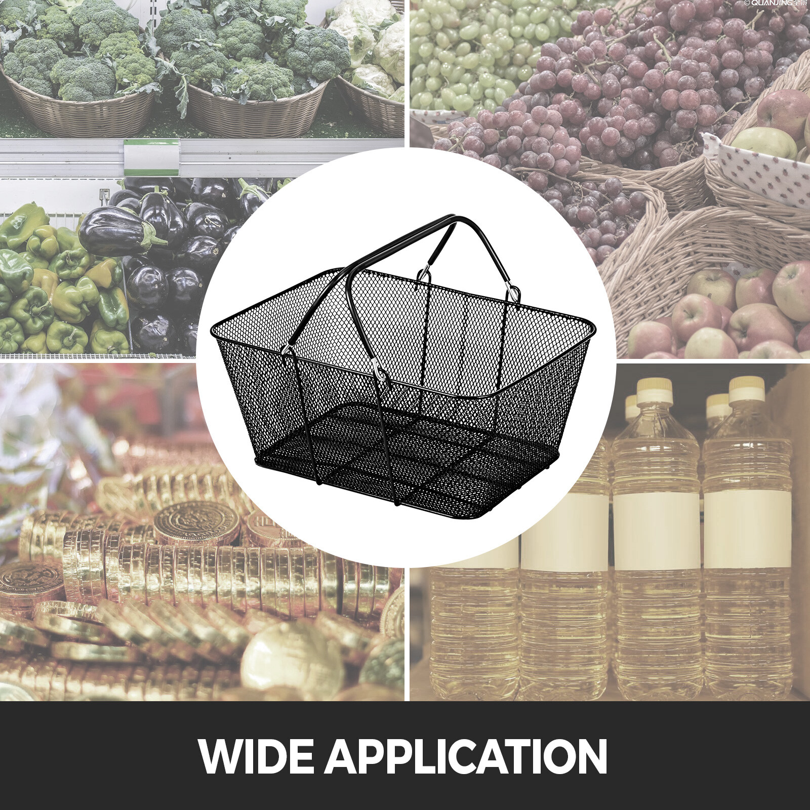 VEVOR Mesh Shopping Baskets with Handles Metal Shopping Basket 12PCS Portable