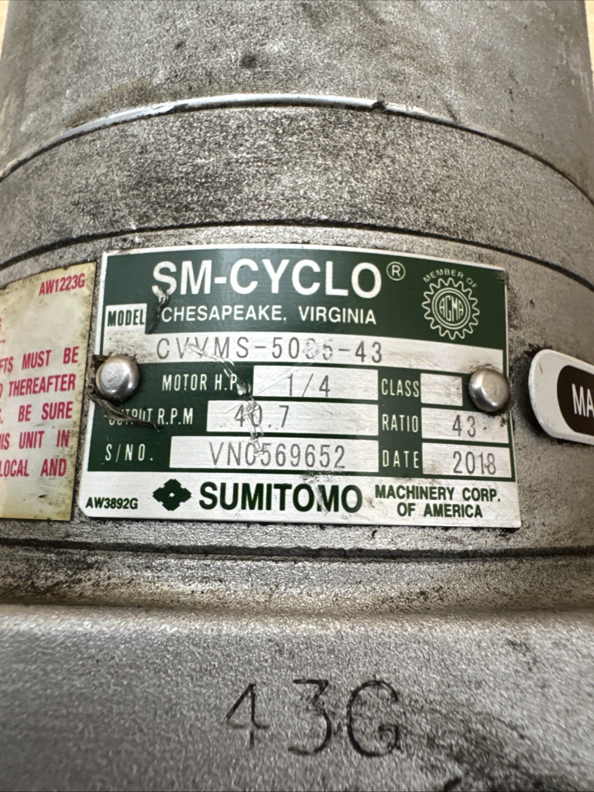 CROWN PSM-C3006-D-43S MOTOR CVVMS-5085-43 CROWN PART