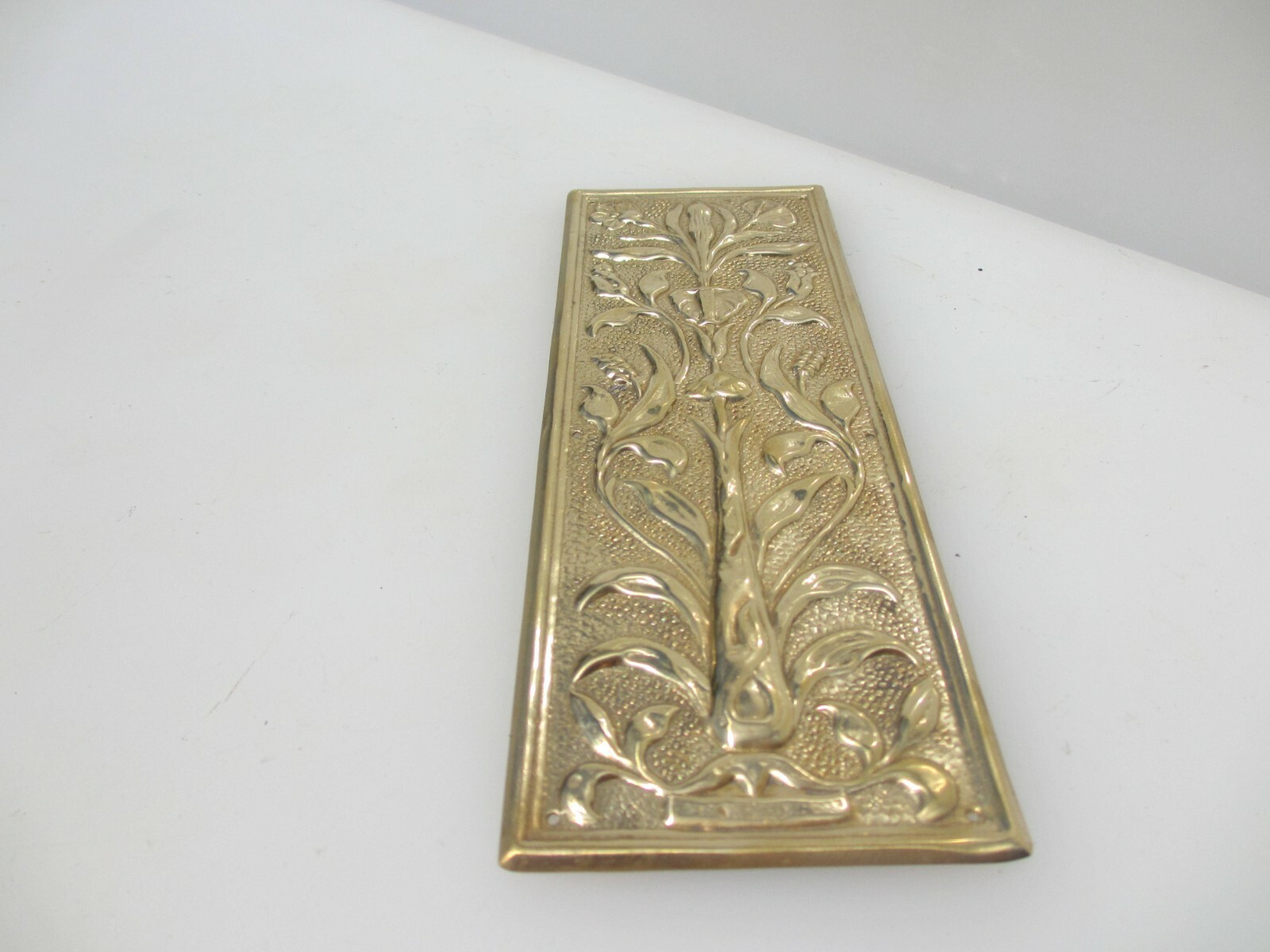 Brass Finger Plate Push Door Handle Art Nouveau Floral Flowers Antique STYLE