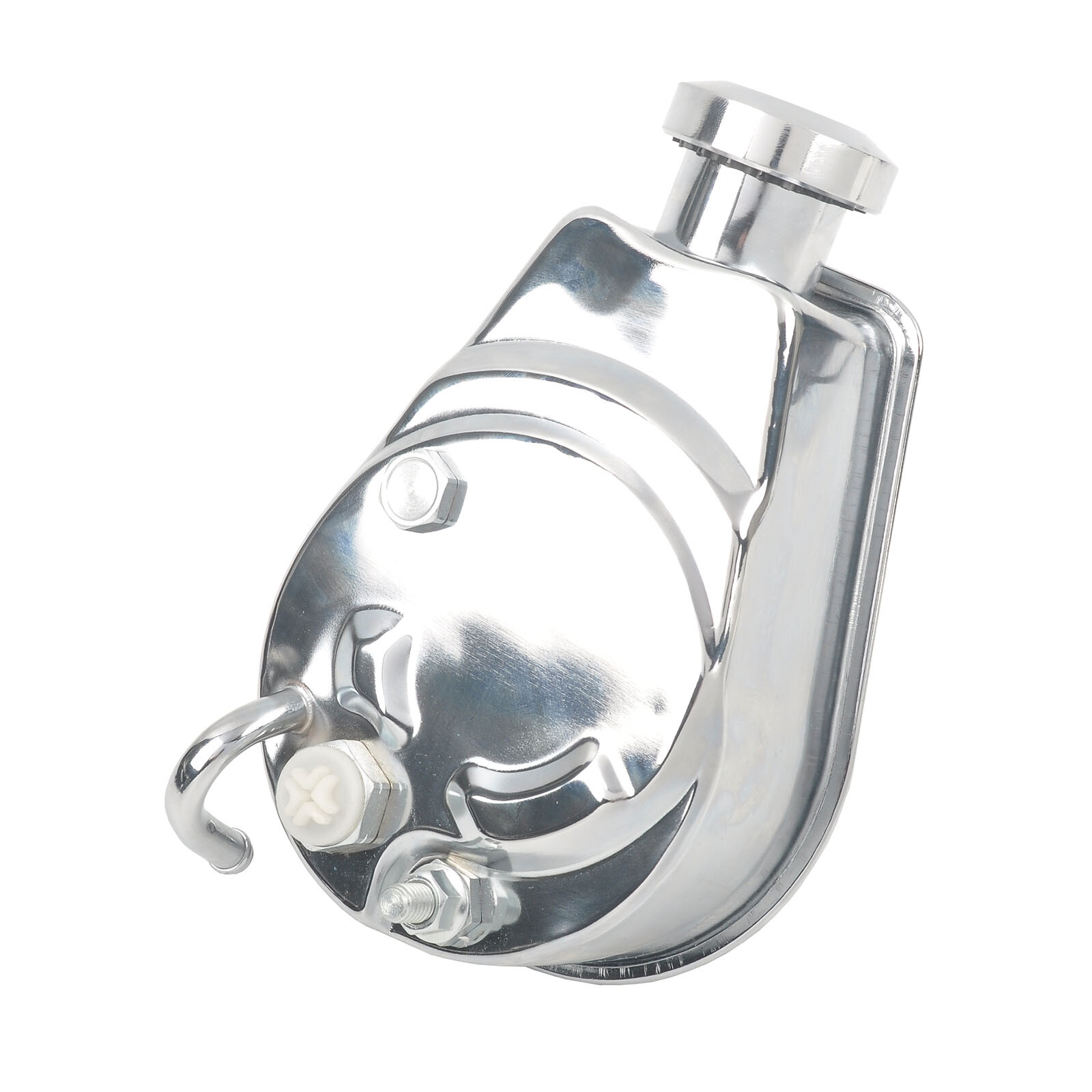 Chrome Saginaw Power Steering Pump w/ Bracket & Pulley Kit For SBC Chevy 350 305