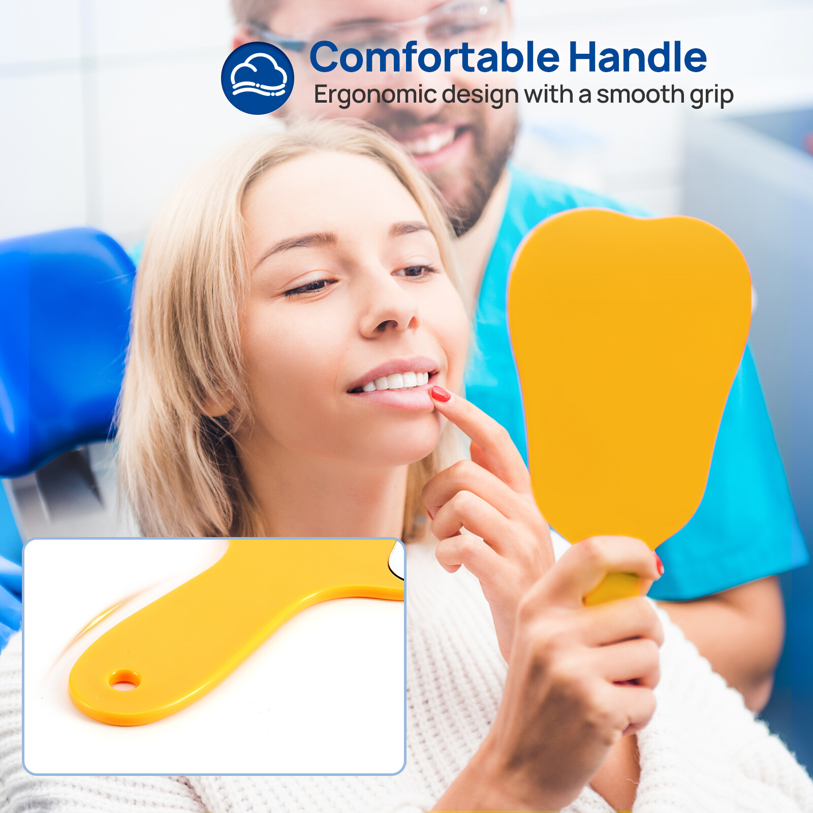 JMU Dental Mirror Tooth Shaped Hand Held Mirror Tooth Inspection Instrument