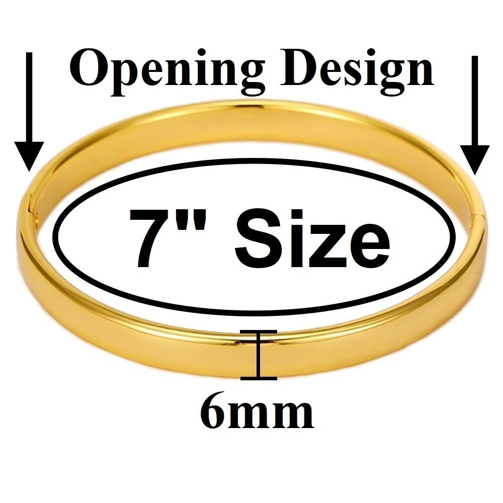 2PcSet 18k Yellow Gold Over Sterling Silver Womens 7" Smooth Bracelet Bangle