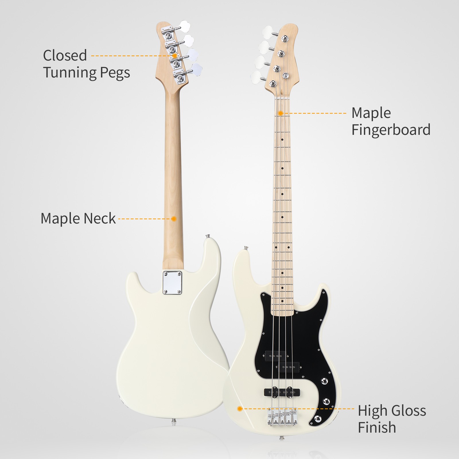 Ktaxon 46in Full Size Electric KP Bass Guitar Basswood for Student Portable Bag