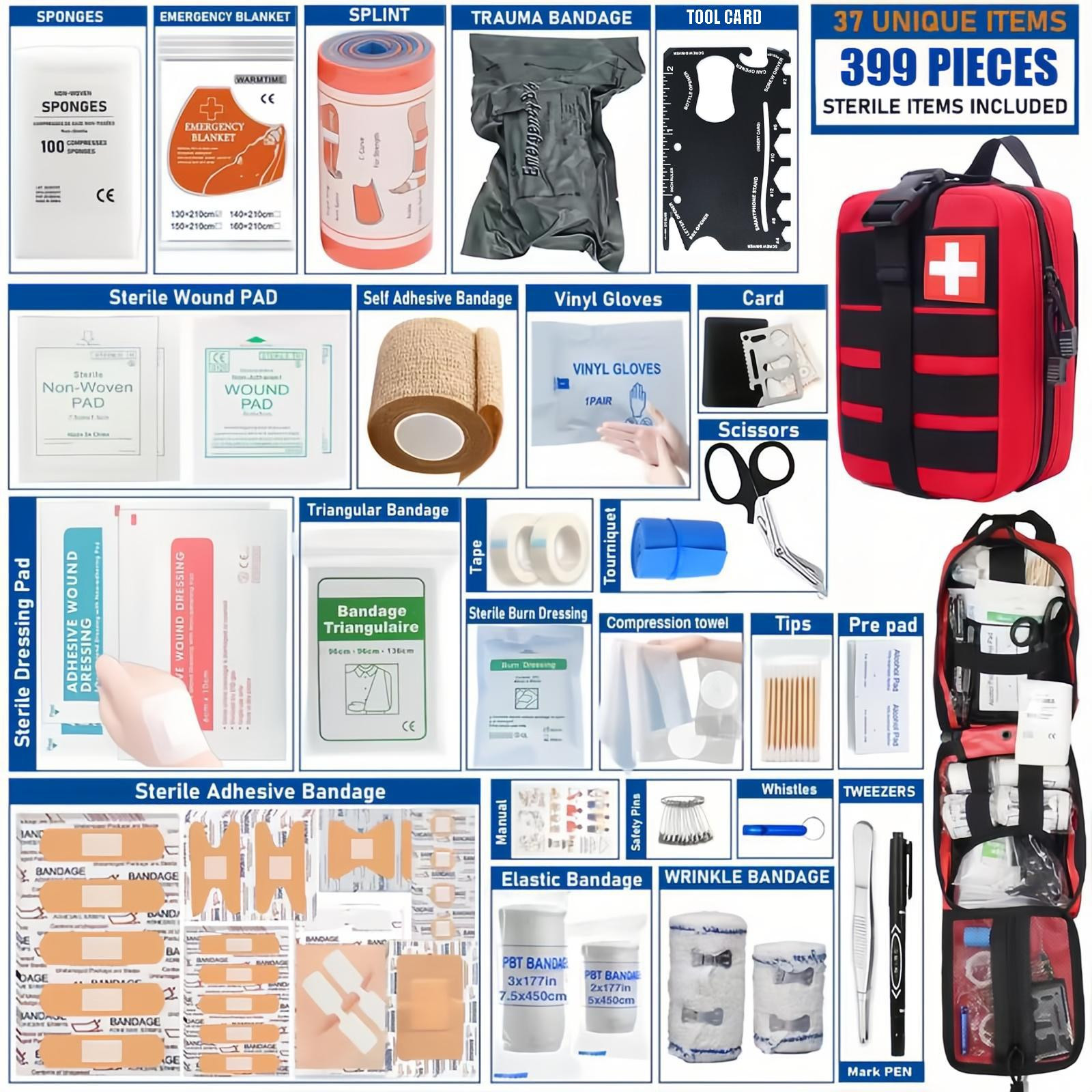 Trauma First Aid Kit - Tourniquet - Military Survival Kit - IFAK - EMT