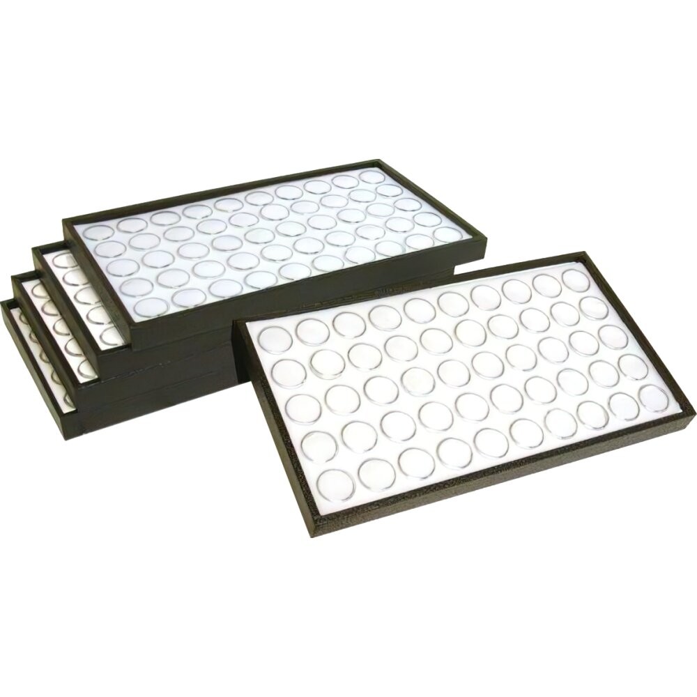 5 50 White Foam Gem Jars with Jewelry Display Trays 14 3/4" x 8 1/4"