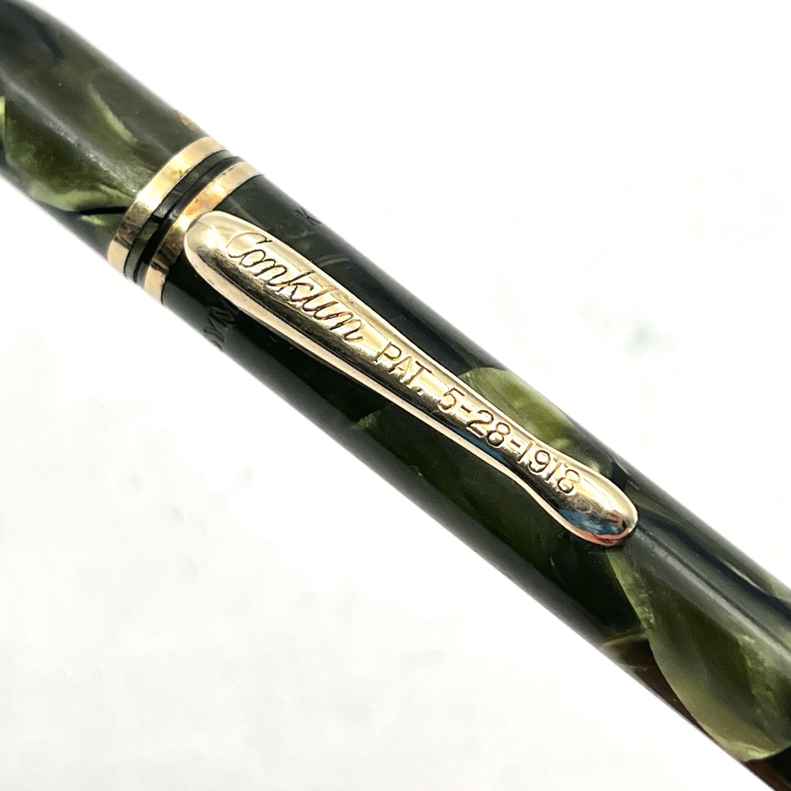 VTG Conklin Symetrik Green Marble Gold Trim 5-1/8" Twist Pencil