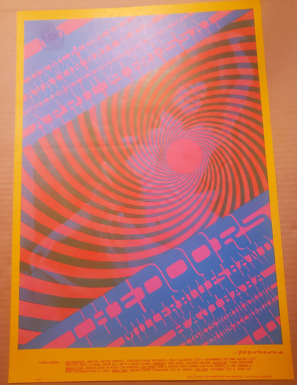 Vintage AVALON BALLROOM PSYCHEDELIC ROCK POSTER 1967 The Doors Steve Miller