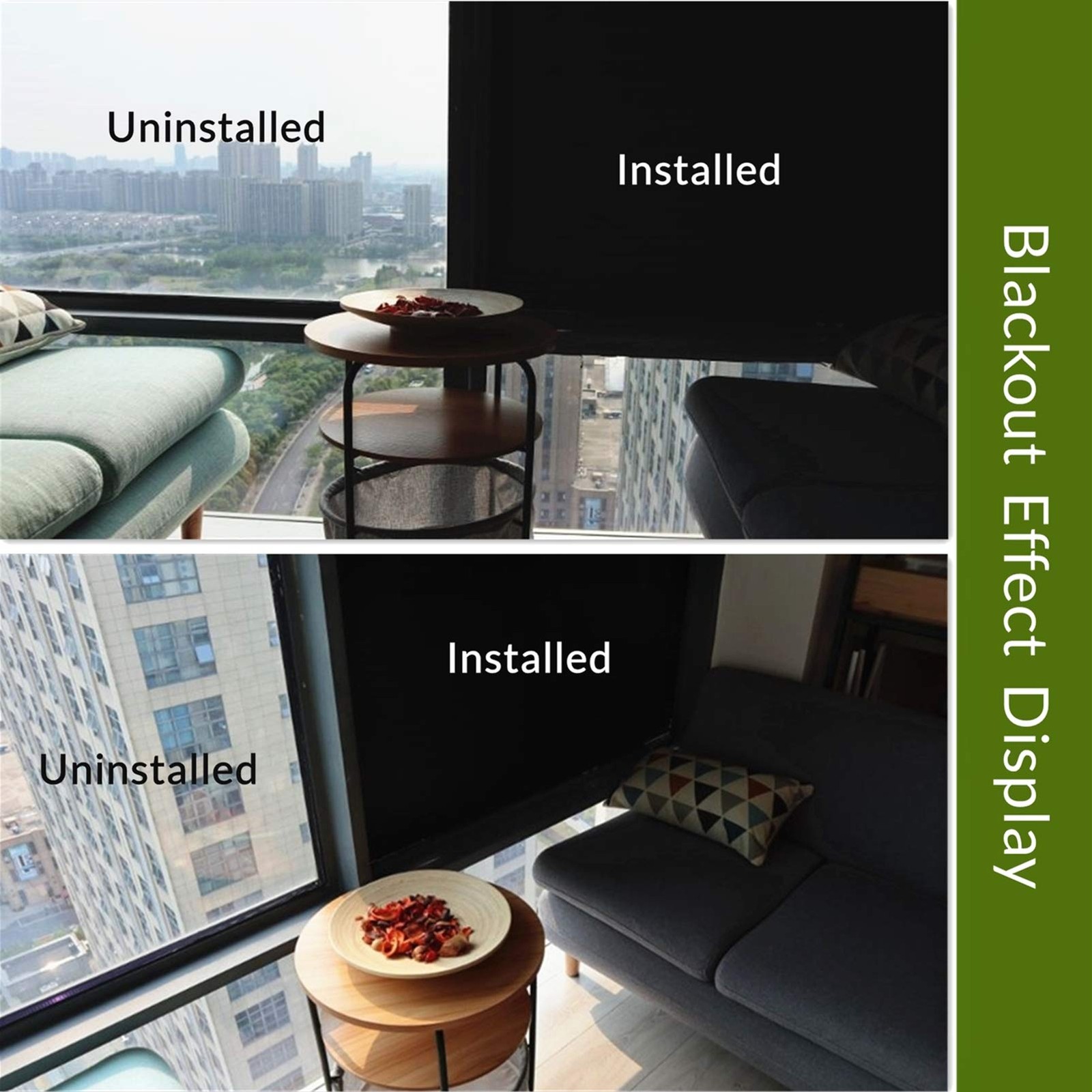 Static Cling Total Blackout Window Film Privacy Room Darkening Window Tint Bl...