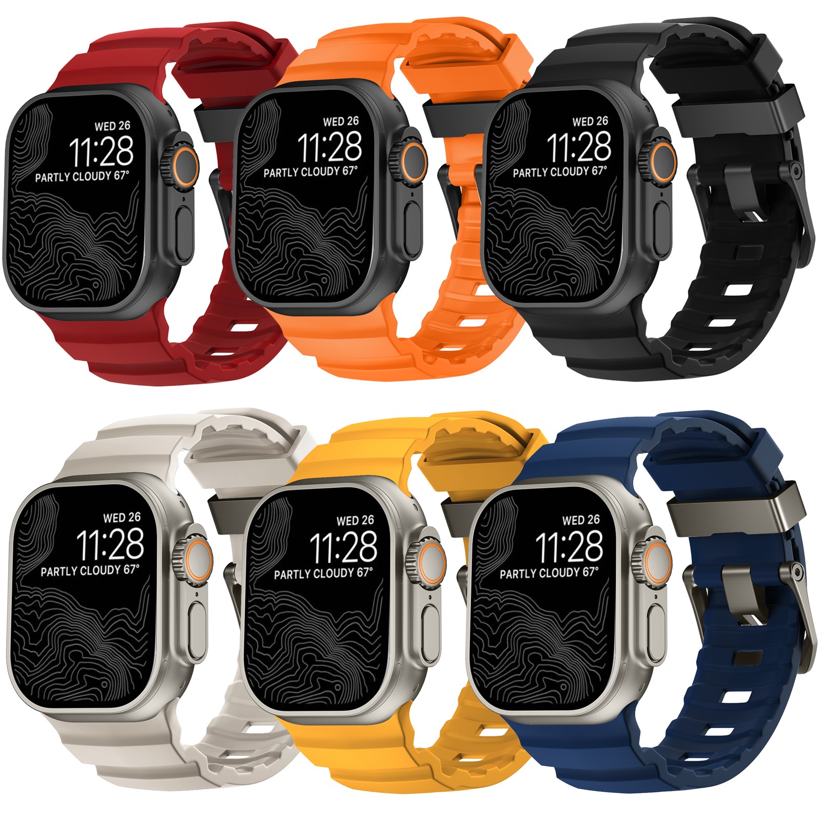 For Apple Watch Series 11/10 46mm/Ultra 3/2/1 49mm/SE 44mm Silicone+Metal Bands