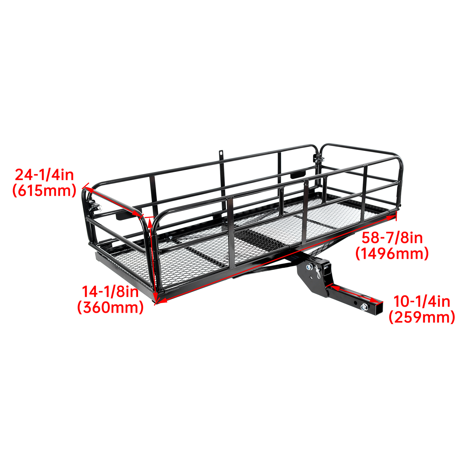 500LBS Folding Trailer Hitch Mount Cargo Basket Luggage Rack Carrier For SUV Car