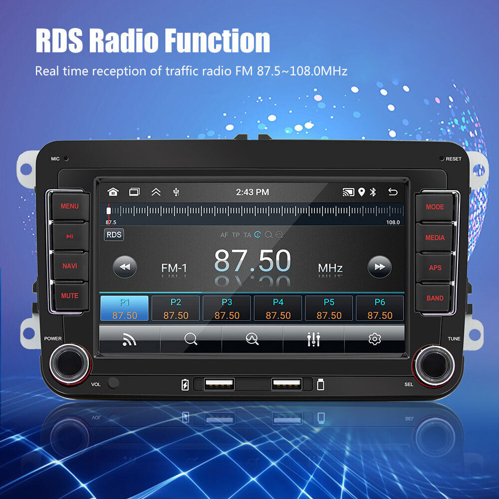 7'' Multimedia Player GPS Sat Nav Carplay Android 11 FM For VW Golf 5 6 Passat Polo