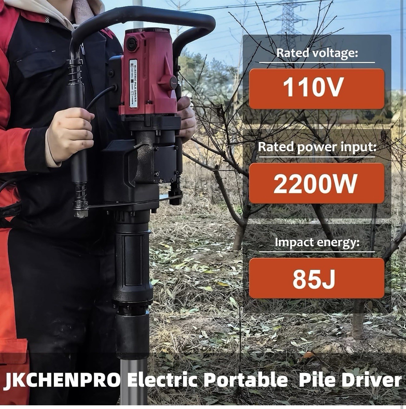 Electric Pile Driver Hammer - JKCHENPRO 2200W Electric T Post Driver 110V New